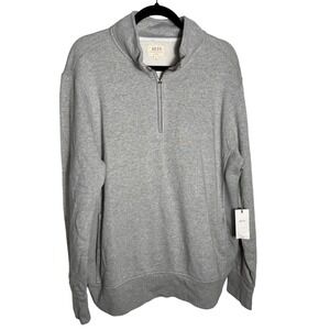 NWT AE77 American Eagle Mens L Heather Grey 100% Cotton Quarter Zip Sweatshirt